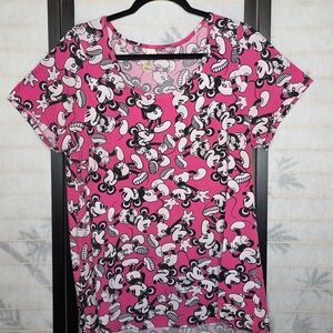 LuLaRoe Vibrant Pink Mickey Print Short Sleeve Tee